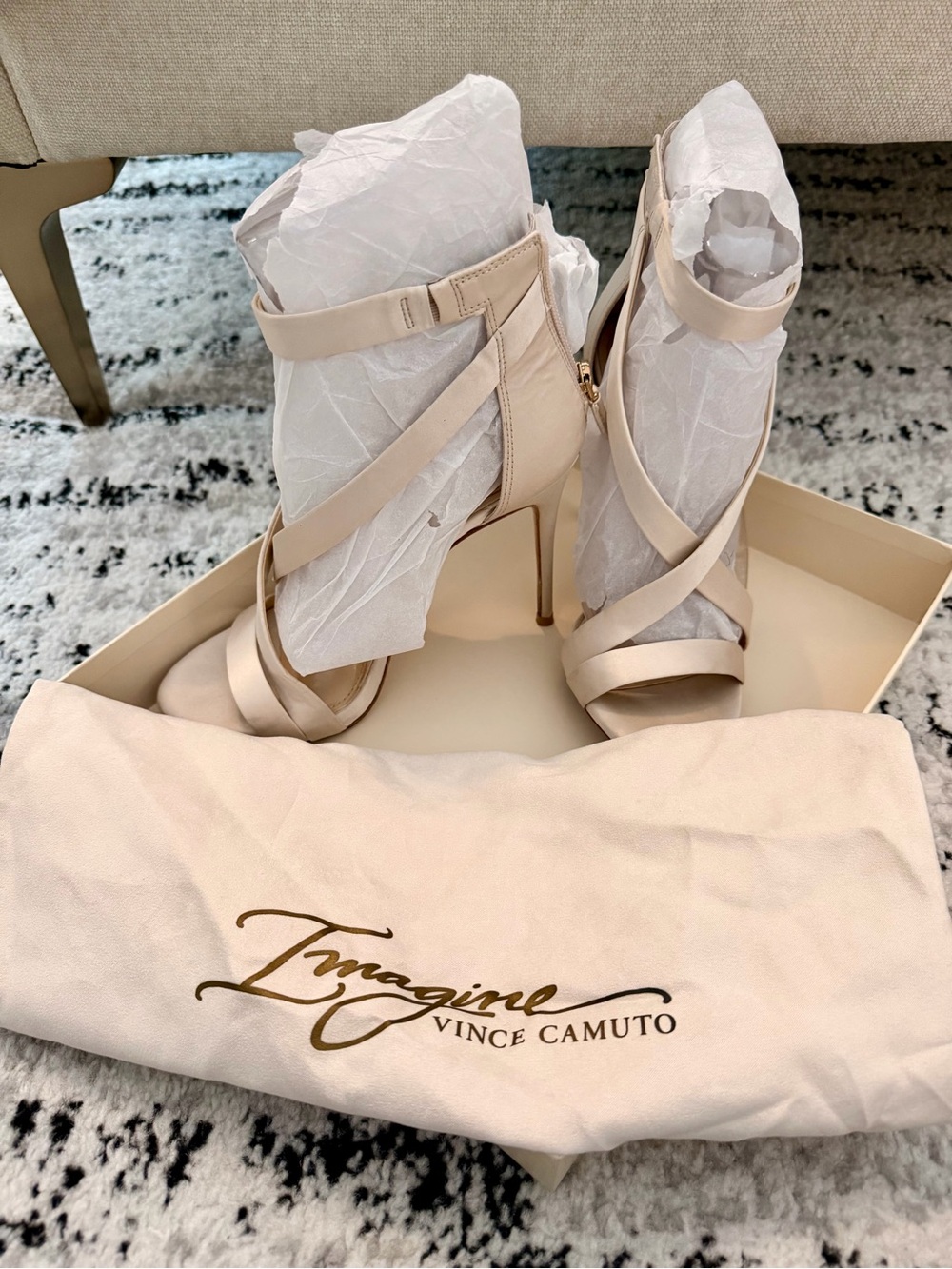 Vince Camuto Nude Strappy Stiletto Sandals